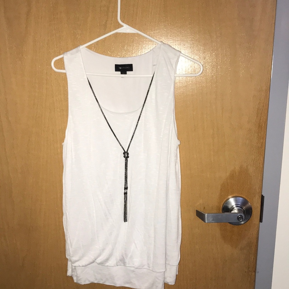 White tank with attached necklace
